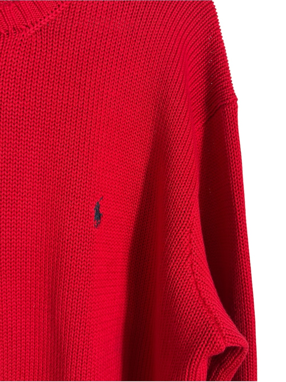 Vintage Polo Ralph Lauren Red Cotton Knit Crewneck Sweater LG - Picture 3 of 8